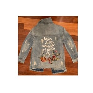 Long destructed & Embroidered Jacket
